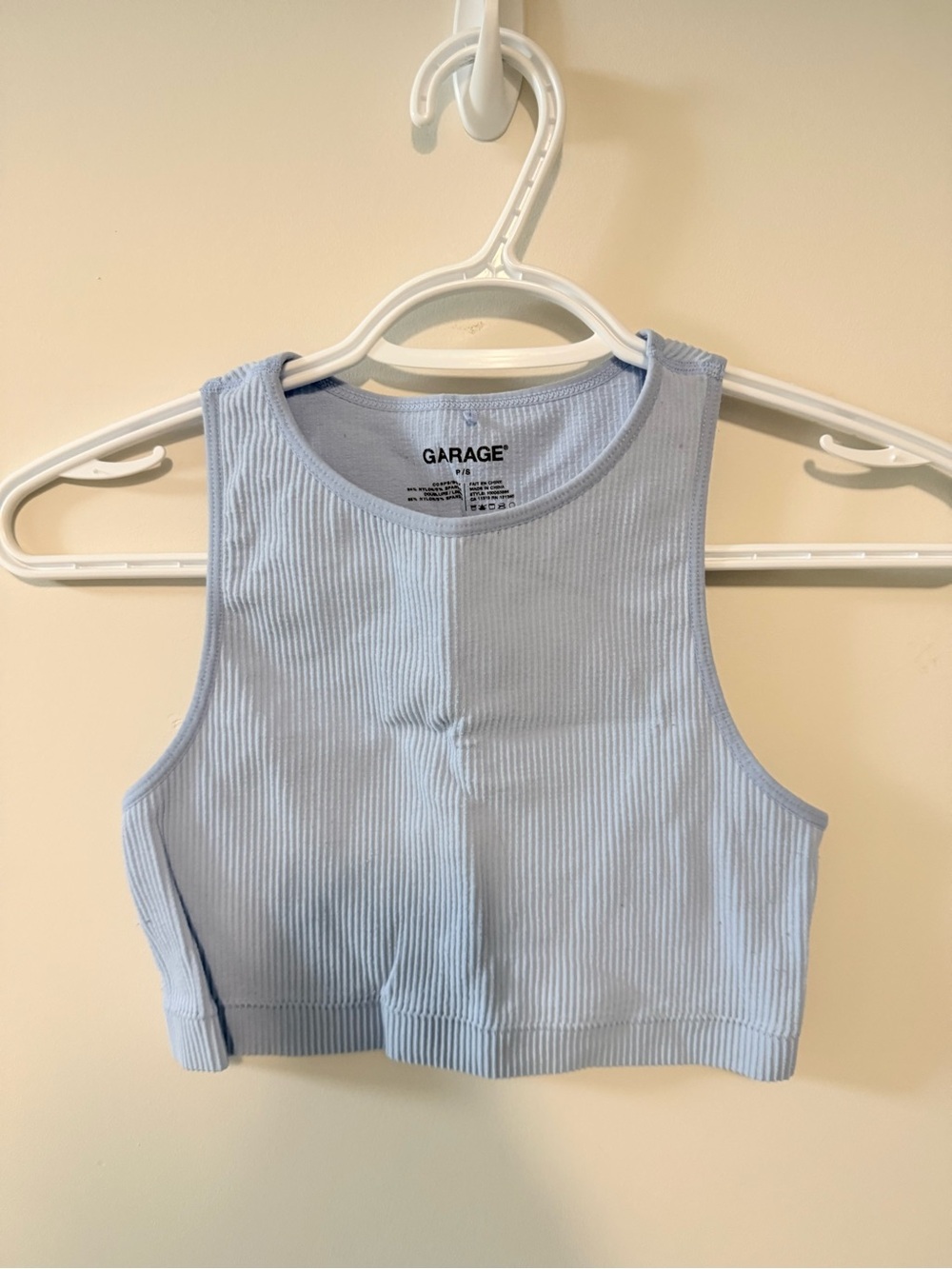Garage Women's Light Blue Ribbed Crop Tank Size Small